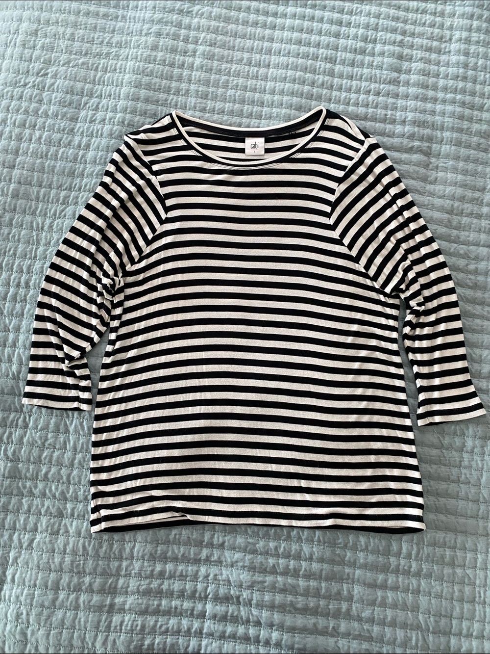 Vintage CAbi Black & White Trippy Illusion Striped 3/4 Sleeve Tee